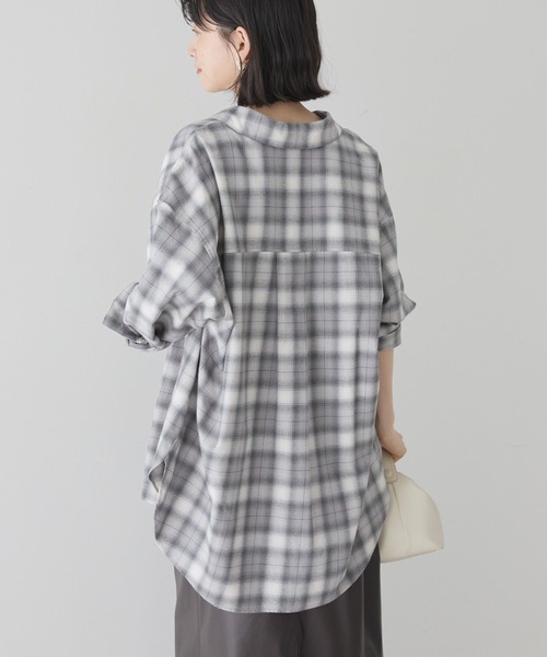 AMERICAN HOLIC（アメリカンホリック）の「ビエラ起毛チェックシャツ（シャツ/ブラウス・レディース・アイボリー/グレー/ブラック/オレンジ/ネイビー/パープル・M/L）」の8枚目の写真