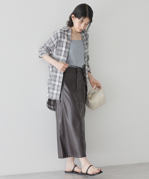 AMERICAN HOLIC（アメリカンホリック）の「ビエラ起毛チェックシャツ（シャツ/ブラウス・レディース・アイボリー/グレー/ブラック/オレンジ/ネイビー/パープル・M/L）」の9枚目の写真