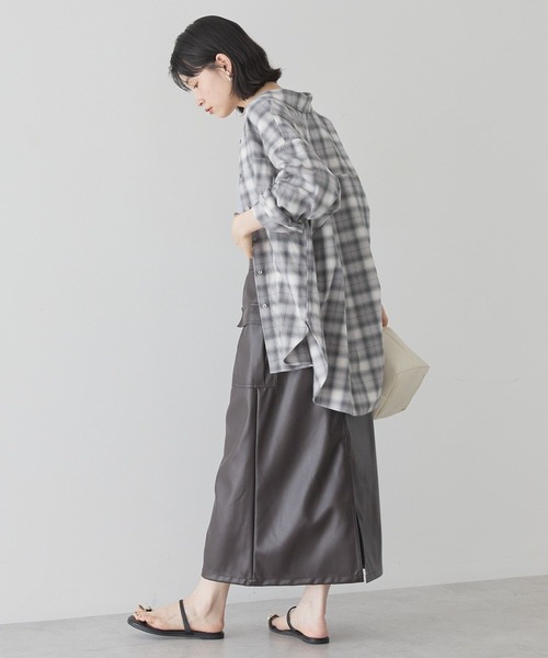 AMERICAN HOLIC（アメリカンホリック）の「ビエラ起毛チェックシャツ（シャツ/ブラウス・レディース・アイボリー/グレー/ブラック/オレンジ/ネイビー/パープル・M/L）」の10枚目の写真