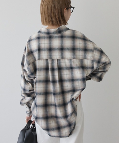AMERICAN HOLIC（アメリカンホリック）の「ビエラ起毛チェックシャツ（シャツ/ブラウス・レディース・アイボリー/グレー/ブラック/オレンジ/ネイビー/パープル・M/L）」の11枚目の写真