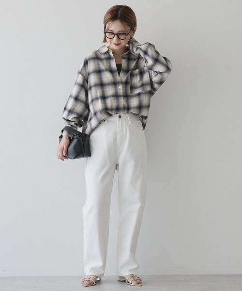 AMERICAN HOLIC（アメリカンホリック）の「ビエラ起毛チェックシャツ（シャツ/ブラウス・レディース・アイボリー/グレー/ブラック/オレンジ/ネイビー/パープル・M/L）」の13枚目の写真