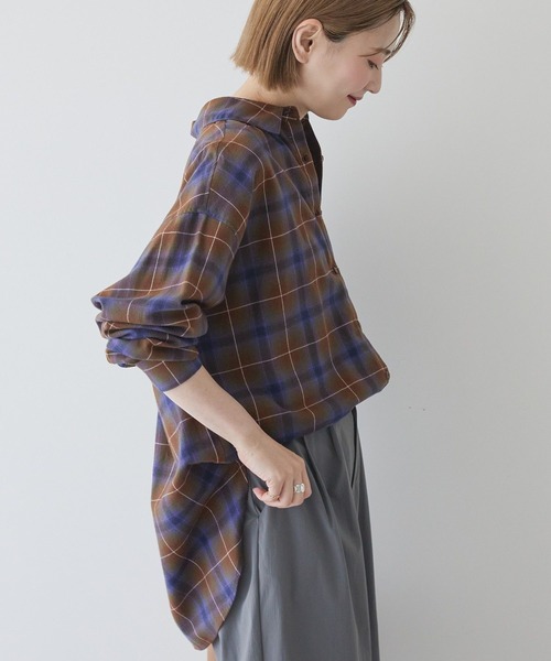 AMERICAN HOLIC（アメリカンホリック）の「ビエラ起毛チェックシャツ（シャツ/ブラウス・レディース・アイボリー/グレー/ブラック/オレンジ/ネイビー/パープル・M/L）」の20枚目の写真