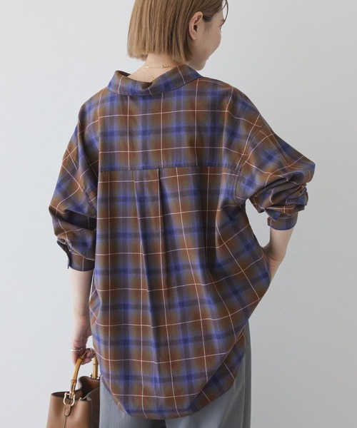 AMERICAN HOLIC（アメリカンホリック）の「ビエラ起毛チェックシャツ（シャツ/ブラウス・レディース・アイボリー/グレー/ブラック/オレンジ/ネイビー/パープル・M/L）」の21枚目の写真