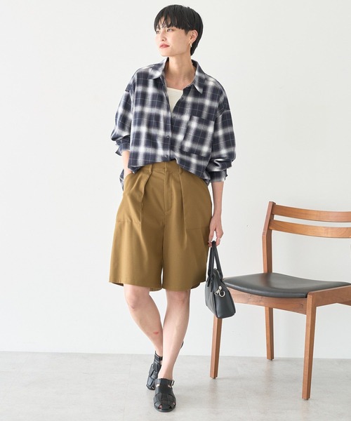 AMERICAN HOLIC（アメリカンホリック）の「ビエラ起毛チェックシャツ（シャツ/ブラウス・レディース・アイボリー/グレー/ブラック/オレンジ/ネイビー/パープル・M/L）」の18枚目の写真