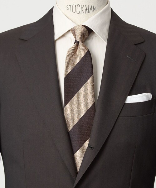 green label relaxing（グリーンレーベルリラクシング）の「GLR ジャパン ヴィンテージ 8.0cm ストライプ1 ネクタイ（ネクタイ・メンズ・ベージュ/ネイビー/ダークブラウン/ロイヤルブルー/ダークグレー・FREE）」の3枚目の写真