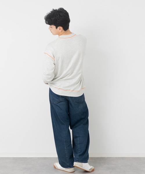 JAM & LINK（ジャムアンドリンク）の「【親子リンクコーデ】 配色ステッチ 裏毛トレーナー（スウェット・メンズ・チャコールグレー/ピンク/ブラウン/ネイビー/オートミール/ラベンダー/ブラック/ライトイエロー・MEDIUM/LARGE）」の11枚目の写真
