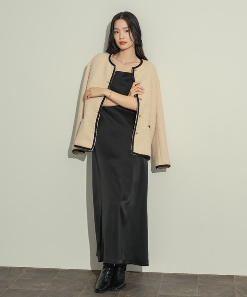 NEUNA（ヌナ）の「サテンバックシャンキャミワンピース（ワンピース・レディース・アイボリー/ブラック・FREE/SMALL）」の13枚目の写真