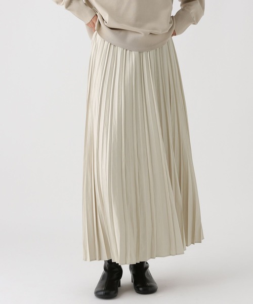 Elura(エルーラ)の「チンツプリーツスカート/583719(スカート・レディース・ライトベージュ/ブラウン・LARGE/MEDIUM)」の1枚目の写真