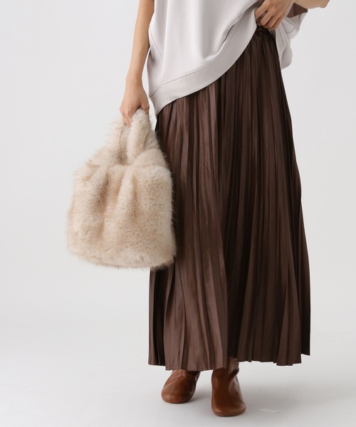 Elura(エルーラ)の「チンツプリーツスカート/583719(スカート・レディース・ライトベージュ/ブラウン・LARGE/MEDIUM)」の6枚目の写真