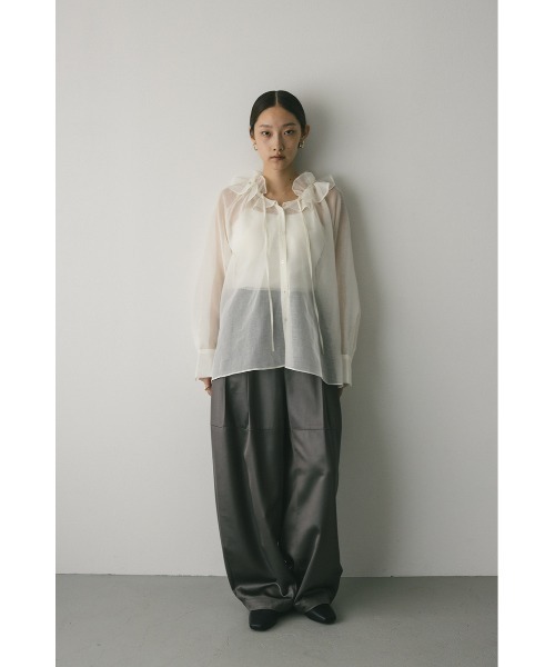 STYLEMIXER(スタイルミキサー)の「サテンワイドフォルムパンツ(スラックス・レディース・チャコールグレー/アイボリー/カーキ・SMALL/MEDIUM)」の15枚目の写真