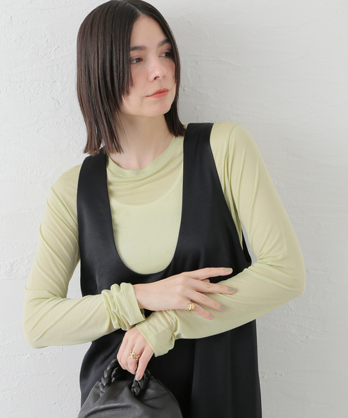 BASERANGE ベースレンジ　配色リブカットソー BASERANGE/ベースレンジ】LONG SLEEVE TEE：カットソー（Tシャツ