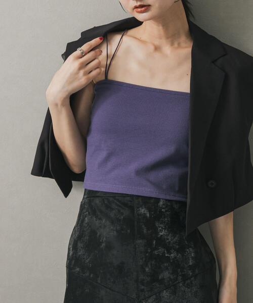 SENSE OF PLACE by URBAN RESEARCH（センスオブプレイスバイアーバンリサーチ）の「クロップドカップツキキャミソール（キャミソール・レディース・パープル/ホワイト/ブラック・ONE）」の3枚目の写真