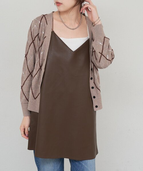 SHENERY(シーナリー)の「《レイヤードにも◎》レザーチュニックキャミ(シャツ/ブラウス・レディース・ブラック/ブラウン/オフホワイト・FREE)」の10枚目の写真