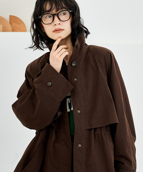 FREAK'S STORE（フリークスストア）の「【セットアイテム】マルチウェイ ボアベスト付き 配色 テントラインコート（トレンチコート・レディース・ブラック/ベージュ/ブラウン・ﾌﾘ-）」の7枚目の写真