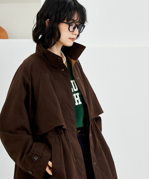 FREAK'S STORE（フリークスストア）の「【セットアイテム】マルチウェイ ボアベスト付き 配色 テントラインコート（トレンチコート・レディース・ブラック/ベージュ/ブラウン・ﾌﾘ-）」の9枚目の写真