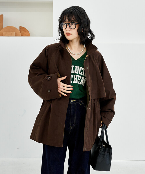 FREAK'S STORE（フリークスストア）の「【セットアイテム】マルチウェイ ボアベスト付き 配色 テントラインコート（トレンチコート・レディース・ブラック/ベージュ/ブラウン・ﾌﾘ-）」の13枚目の写真