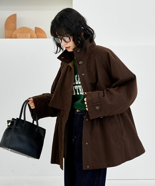 FREAK'S STORE（フリークスストア）の「【セットアイテム】マルチウェイ ボアベスト付き 配色 テントラインコート（トレンチコート・レディース・ブラック/ベージュ/ブラウン・ﾌﾘ-）」の15枚目の写真