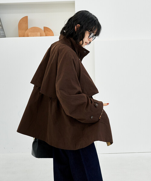 FREAK'S STORE（フリークスストア）の「【セットアイテム】マルチウェイ ボアベスト付き 配色 テントラインコート（トレンチコート・レディース・ブラック/ベージュ/ブラウン・ﾌﾘ-）」の16枚目の写真