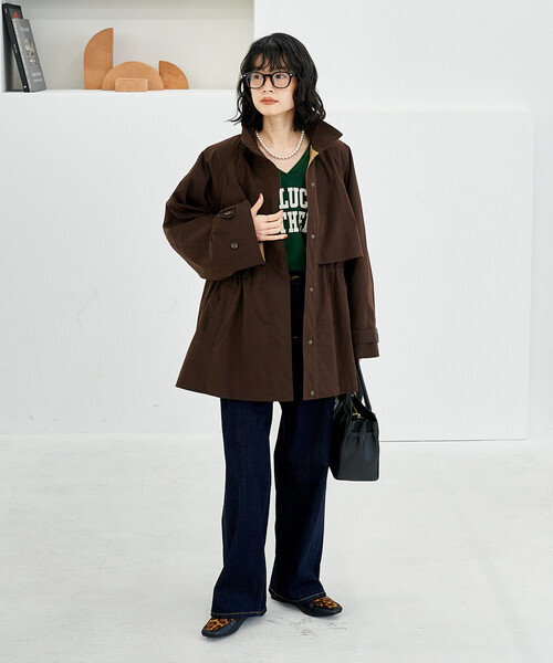 FREAK'S STORE（フリークスストア）の「【セットアイテム】マルチウェイ ボアベスト付き 配色 テントラインコート（トレンチコート・レディース・ブラック/ベージュ/ブラウン・ﾌﾘ-）」の18枚目の写真