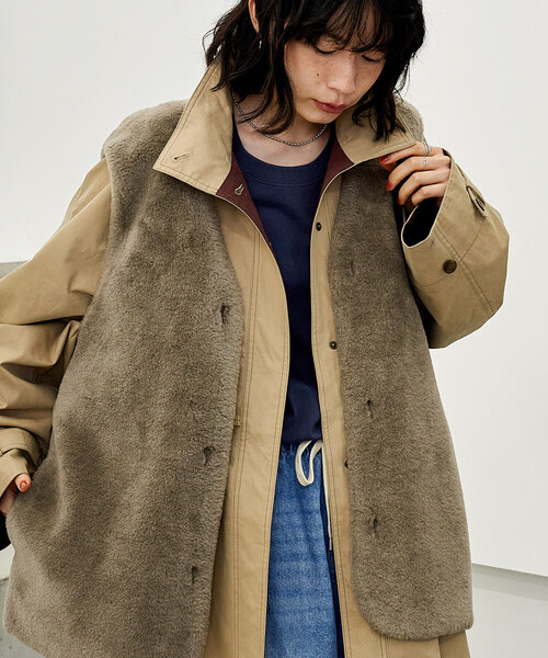 セール】【セットアイテム】マルチウェイ ボアベスト付き 配色