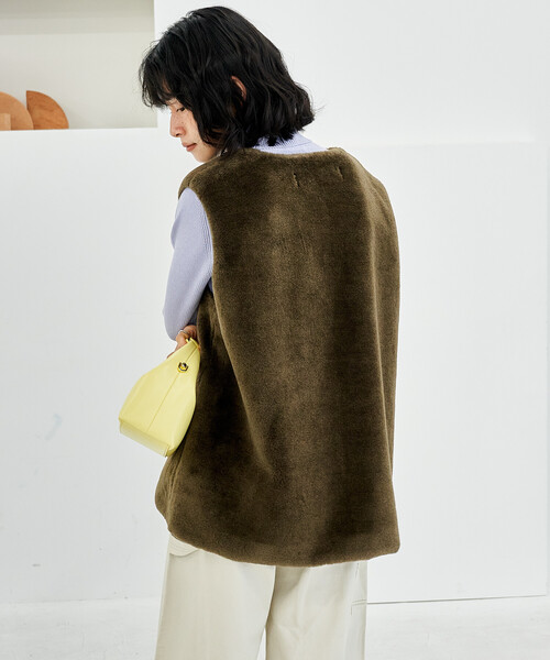 FREAK'S STORE(フリークスストア)の「【セットアイテム】マルチウェイ ボアベスト付き 配色 テントラインコート(トレンチコート・レディース・ベージュ/ブラウン/ブラック・フリ-)」の17枚目の写真