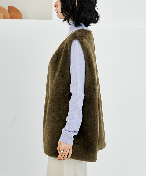 FREAK'S STORE(フリークスストア)の「【セットアイテム】マルチウェイ ボアベスト付き 配色 テントラインコート(トレンチコート・レディース・ベージュ/ブラウン/ブラック・フリ-)」の14枚目の写真