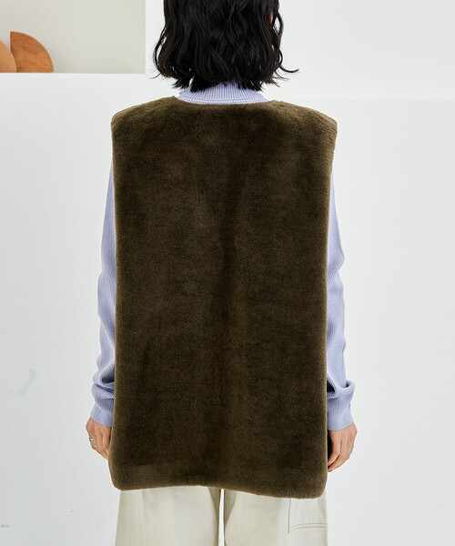 FREAK'S STORE(フリークスストア)の「【セットアイテム】マルチウェイ ボアベスト付き 配色 テントラインコート(トレンチコート・レディース・ベージュ/ブラウン/ブラック・フリ-)」の13枚目の写真