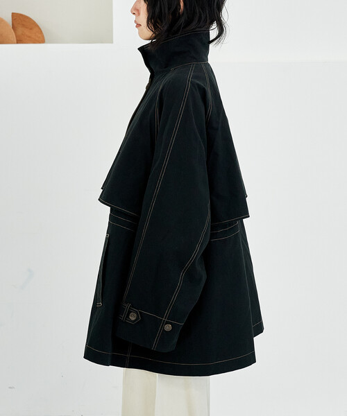 FREAK'S STORE(フリークスストア)の「【セットアイテム】マルチウェイ ボアベスト付き 配色 テントラインコート(トレンチコート・レディース・ベージュ/ブラウン/ブラック・フリ-)」の9枚目の写真