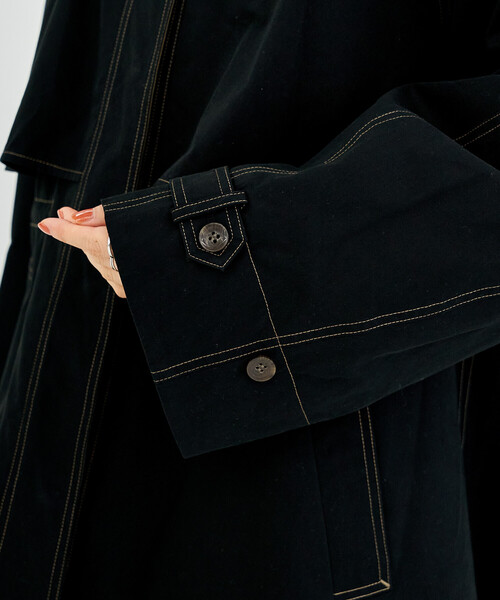 FREAK'S STORE(フリークスストア)の「【セットアイテム】マルチウェイ ボアベスト付き 配色 テントラインコート(トレンチコート・レディース・ベージュ/ブラウン/ブラック・フリ-)」の6枚目の写真