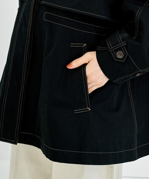 FREAK'S STORE(フリークスストア)の「【セットアイテム】マルチウェイ ボアベスト付き 配色 テントラインコート(トレンチコート・レディース・ベージュ/ブラウン/ブラック・フリ-)」の5枚目の写真