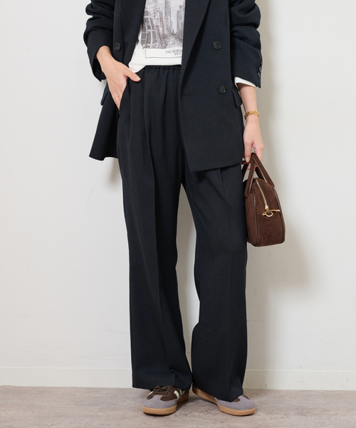 JOURNAL STANDARD relume（ジャーナルスタンダード　レリューム）の「ウーステッドサージパンツ（スラックス・レディース・チャコールグレー/ネイビー/ベージュ・36/38）」の3枚目の写真