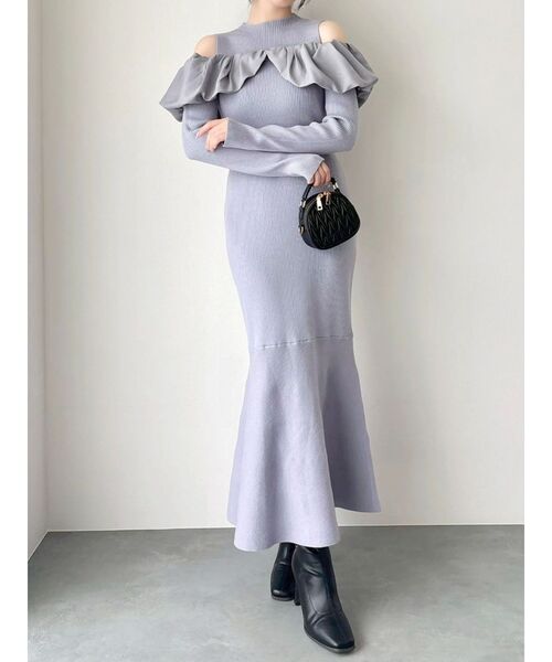 ドッキングバルーンネックニットワンピース（ワンピース