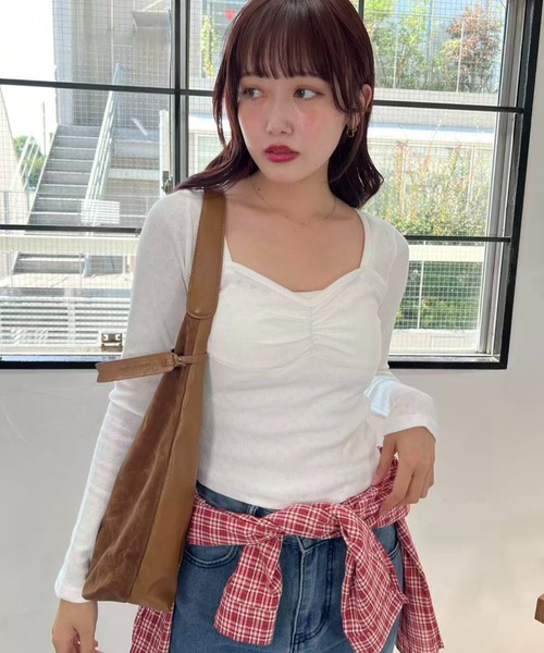mebole(メボレ)の「ハートネックコットンカットソー(Tシャツ/カットソー・レディース・ホワイト/ブラック・FREE)」の7枚目の写真