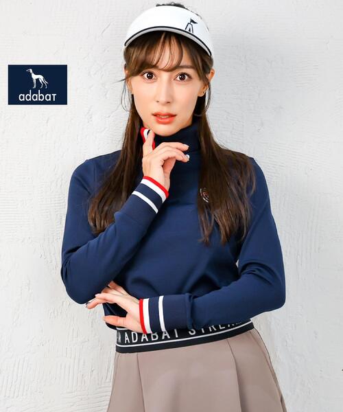 adabat（アダバット）の「【新レーベル ADABAT NAVY】せとはるコラボ モックT（Tシャツ/カットソー・レディース・ネイビー/ホワイト系・42/40/38/36）」の2枚目の写真