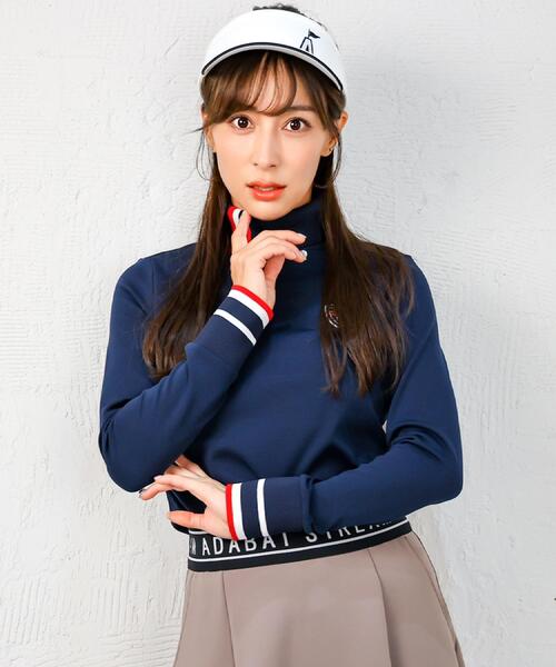adabat（アダバット）の「【新レーベル ADABAT NAVY】せとはるコラボ モックT（Tシャツ/カットソー・レディース・ネイビー/ホワイト系・42/40/38/36）」の6枚目の写真