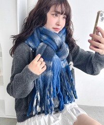 Loueme(ルエム)のチェックボリューム太フリンジマフラー(マフラー)