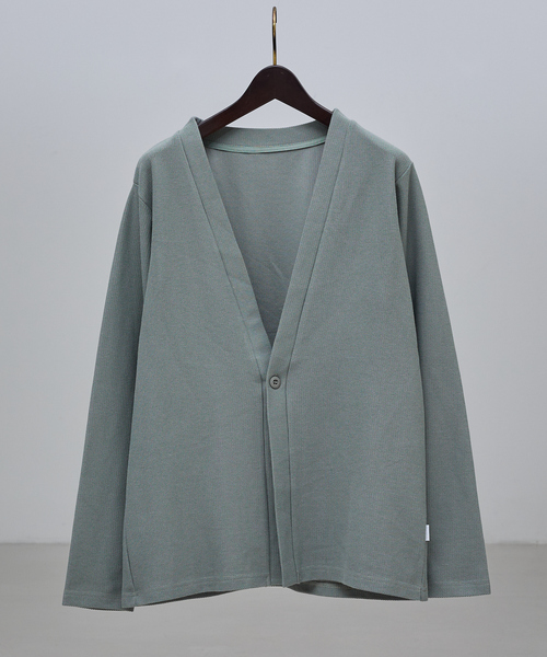 ABAHOUSE GRAY（アバハウスグレイ）の「ダブルジャージ 鹿の子 ワンボタンカーディガン（カーディガン/ボレロ・メンズ・ネイビー/ブラック/グレイッシュベージュ/セージグリーン・48/46）」の3枚目の写真