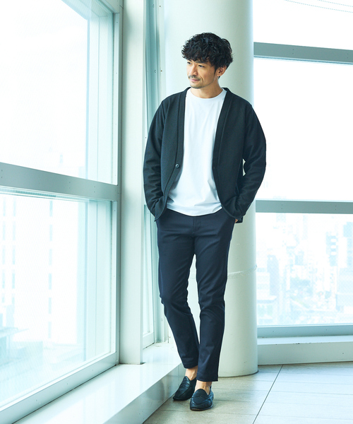 ABAHOUSE GRAY（アバハウスグレイ）の「ダブルジャージ 鹿の子 ワンボタンカーディガン（カーディガン/ボレロ・メンズ・ネイビー/ブラック/グレイッシュベージュ/セージグリーン・48/46）」の5枚目の写真