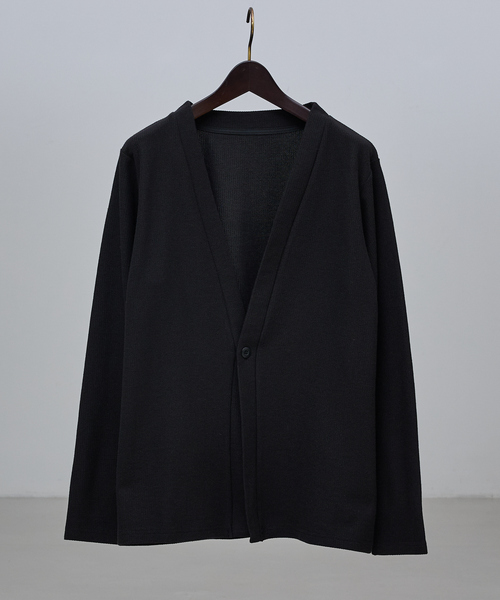 ABAHOUSE GRAY（アバハウスグレイ）の「ダブルジャージ 鹿の子 ワンボタンカーディガン（カーディガン/ボレロ・メンズ・ネイビー/ブラック/グレイッシュベージュ/セージグリーン・48/46）」の6枚目の写真