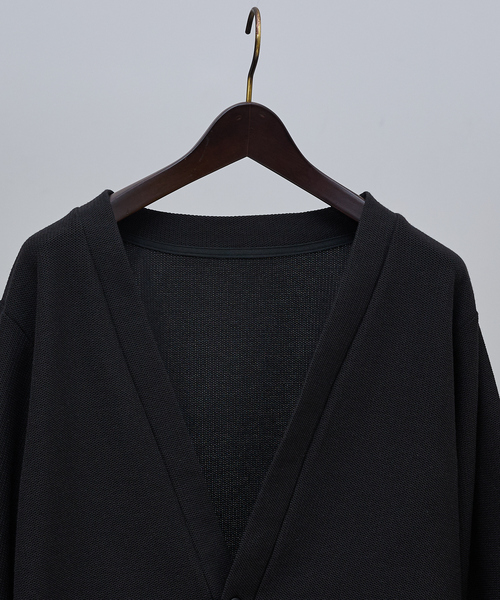 ABAHOUSE GRAY（アバハウスグレイ）の「ダブルジャージ 鹿の子 ワンボタンカーディガン（カーディガン/ボレロ・メンズ・ネイビー/ブラック/グレイッシュベージュ/セージグリーン・48/46）」の8枚目の写真