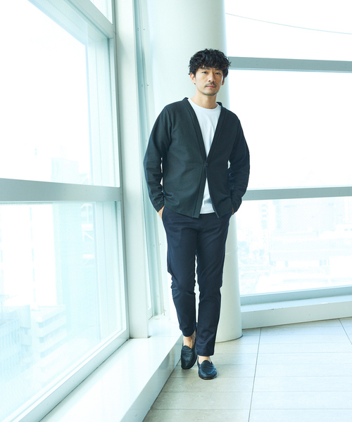 ABAHOUSE GRAY（アバハウスグレイ）の「ダブルジャージ 鹿の子 ワンボタンカーディガン（カーディガン/ボレロ・メンズ・ネイビー/ブラック/グレイッシュベージュ/セージグリーン・48/46）」の15枚目の写真