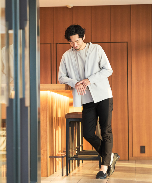 ABAHOUSE GRAY（アバハウスグレイ）の「ダブルジャージ 鹿の子 ワンボタンカーディガン（カーディガン/ボレロ・メンズ・ネイビー/ブラック/グレイッシュベージュ/セージグリーン・48/46）」の18枚目の写真