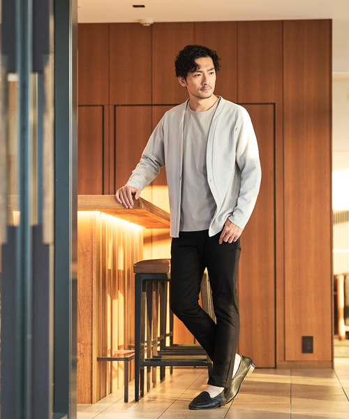 ABAHOUSE GRAY（アバハウスグレイ）の「ダブルジャージ 鹿の子 ワンボタンカーディガン（カーディガン/ボレロ・メンズ・ネイビー/ブラック/グレイッシュベージュ/セージグリーン・48/46）」の19枚目の写真