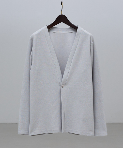 ABAHOUSE GRAY（アバハウスグレイ）の「ダブルジャージ 鹿の子 ワンボタンカーディガン（カーディガン/ボレロ・メンズ・ネイビー/ブラック/グレイッシュベージュ/セージグリーン・48/46）」の20枚目の写真