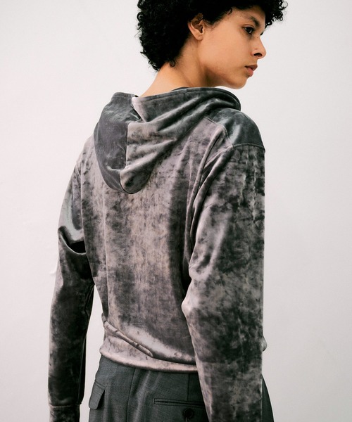 セール】ベロアクロップドジップパーカー【MADE IN JAPAN】（パーカー