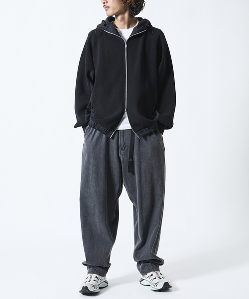 リラックスフィット パーカー L ダークグレー セール】限定展開 リラックスフィット ナイロン切り替え ドッキング