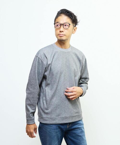 MEN'S MELROSE(メンズメルローズ)の「アクティブツィードチドリスウェットライクTシャツ(Tシャツ/カットソー・メンズ・ネイビー/チャコールグレー/グレー・2/4/3)」の2枚目の写真