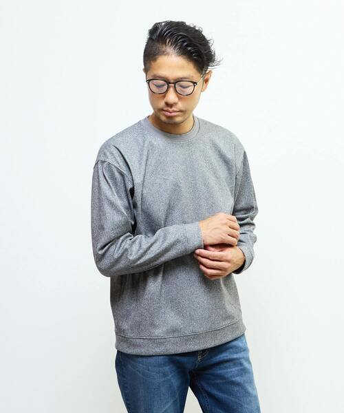 MEN'S MELROSE(メンズメルローズ)の「アクティブツィードチドリスウェットライクTシャツ(Tシャツ/カットソー・メンズ・ネイビー/チャコールグレー/グレー・2/4/3)」の6枚目の写真