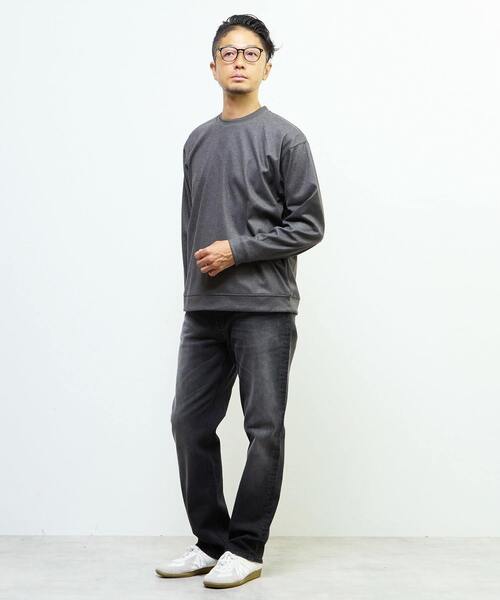 MEN'S MELROSE(メンズメルローズ)の「アクティブツィードチドリスウェットライクTシャツ(Tシャツ/カットソー・メンズ・ネイビー/チャコールグレー/グレー・2/4/3)」の14枚目の写真