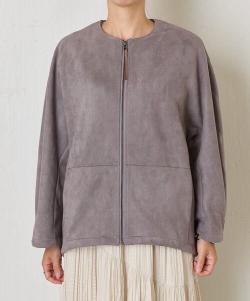 Jena espace merveilleux（ジェナ　エスパスメルヴェイユ）の「スエードコクーンコート（その他アウター・レディース・ベージュ/グレー・FREE）」の3枚目の写真